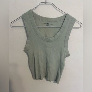 Brandy Melville Connor Tank Top Ribbed Classic Casual Green Cotton‎ One Size